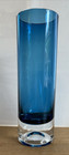 Blue Vintage Glass Vase Heavy Base