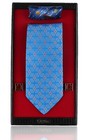 Blue Italian Silk Tie  Pocket Square   Cufflinks Gift Set - Valentine s Day Gift