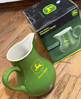 John Deere Tractor 7  Stoneware Drink Beverage Pitcher Green Yellow Logo Box