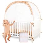 Baby Safety Crib Tent Infant Pop Up Mosquito Net Nursery Bed Canopy Beige