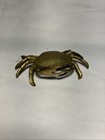 Vintage Solid Brass Crab Trinket Box Ashtray With Hinged Lid