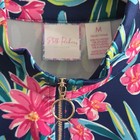 Stella Parker Collection Women s Floral 1 4 Zip Mock Neck  M Navy