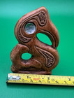 Vtg New Zealand Hand-carved Maori Manaia Wood Carving Paua Shell Eye 2 75 h