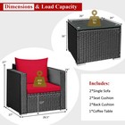 Patiojoy 3pcs Patio Rattan Wicker Furniture Set Sofa Table W cushion Yard Red