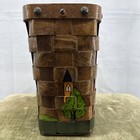 Gary Gail Dallas Handpainted Hand Weaved Fabric Lined Vintage Picnic Basket 70s