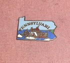Vtg Mafco Pennsylvania State Map Shape River Boat Fishing Souvenir Lapel Pin