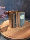Lot Of 4 Antique 1900s Art Nouveau Fuzzy Suede Books Staging Prop Decor