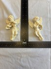 Vintage Pair Of Wall Hanging Resin Angel Cherubs Playing Musical Instruments