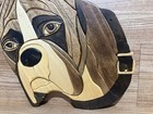 Boxer Dog Intarsia Wood Head Carving Dimensional Wall Art Mosaic 17    Nice