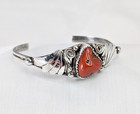 Phillip J  Morse Jr  Chippewa Sterling Silver Coral Cuff Bracelet