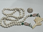 Lee Sands Carved Horn Pendant Necklace With Rose Quartz Beads