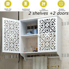 2 Doors Wall Mounted Hanging Medicine Cabinet Bathroom Storage Shelf Organizer