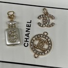 Lot Of 3 Chanel Button Gold Tone Cc Buttons Stamped Logo Charm Zipper Pull