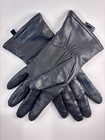 Women s Black Leather Cashmere Lined Gloves  Wrist Length  Pull Tab  Size L