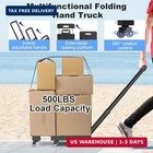 Folding Hand Truck  500 Lbs Heavy Duty Foldable Dolly Cart With Wheels  Telescop