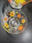 Anchor Hocking Spiffy Chip   Dip 3 Pc Set Bracket   Bowls Flower Power Daisy Vtg