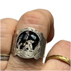 Vintage Mexico Taxco Cs Sterling Silver Abalone Inlay Oval Cuff Ring Cactus Sz 8