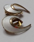 Vtg Norway Sterling White Enamel Clip On Earrings Vermeil Hroar Prydz read   