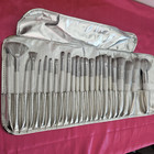 B b w  Cosmetics 24 Piece Makeup Brush Set With Carrying Travel Case Silver