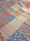 Handmade Patchwork Quilt Topper Blue multicolor Unfinished Aprox  68  X 80 