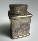 Antique Chinese Export Silver Tea Caddy Square Canister Flowers Zu Wen Mark 