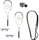 Dunlop Sports Squash Racquet Set  includes 2 Racquets  2 Eyeguards  1 Ball  Cove