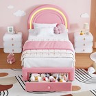 Twin Bed Frame W  Storage Drawer   Led Upholstered Headboard For Kids Girls Boys