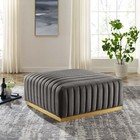 Modway Vintage Tufted Performance Velvet Ottoman With Metal Base In Gold Gray