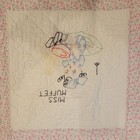 Vintagr Baby Quilt Handmade Nursery Rhymes Cross Stitch Pink Green Floral Trim