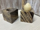 Mid Century Modern Vintage Pair Of Marble Square Cube Candle Holders  2 free S h