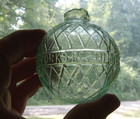 1880s Nb Glass Works Perth Flat Base Aqua Blown Glass Target Ball Scotland