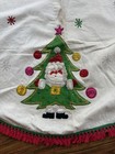 Vintage Christmas Santa Felt Round Sequin Tree Skirt Tablecloth Handmade 52   
