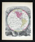1857 Morse 2 Maps World Eastern   Western Hemispheres America Europe Asia Africa