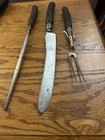 J Russell Co Green River Works 3 Piece Carving Set Sterling   Stag 1880 s-1910 