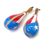 Full-sized Professional Rawhide Maracas Shakers Percussion   Puerto Rican Flag