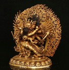 6   Old Tibet Buddhism Purple Bronze Gold Mahakala Wrathful Deity Buddha Statue