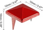 Uxcell 100pcs Square Pyramid Rivets  12mm Two-jaw Studs Spikes  12mm  Red 