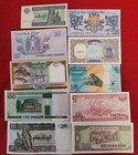 Uncirculated Lot Of 10 Different Foreign Paper Money Banknotes World Currency M3