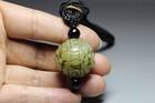 Chinese Antique Old Hetian Jade Hand-carved Round Bead Buddha God Statues