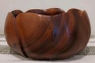 Mcm Solid Koa Wood Scalloped Carved Bowl   Signed Blair Hawaii Monkey Pod