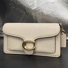 Coach Tabby 19 Chain Clutch Shoulder Bag Crossbody Pebble Leather -brass chalk