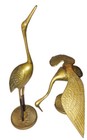 Vintage Mcm Pair Of Crane Heron Egret Bird Figurines Brass Mid Century Modern 