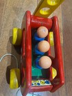 Vintage Kouvalias Wooden Pull Toy Firetruck Bell Toy Made In Greece Complete