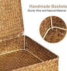 Flat Seagrass Storage Bins  Wicker Storage Baskets With Lids For Organization