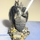 Medieval Dragon Knight Figurine Sword   Shield Gothic Fantasy Resin Statue Decor