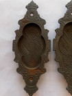 Salvage Antique Victorian Eastlake Cast Iron Pocket Door Larger Size Escutcheons