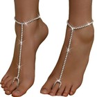 1pair Simple Summer Beach Rhinestone Foot Chain Toe Jewelry For Women W   