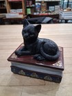 Black Cat Trinket Box On Antique Books Gothic Keepsake Chest