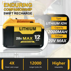 4 Pack 20v 12 0ah Lithium-lon Battery Replacement For Dewalt -compact Xr Design