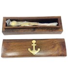Nautical Bosun Whistle Boatswain Pipe Chain Maritime Call Brass In Wood Box